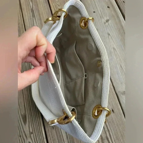 Eric Javits Women's Squishee Tote White Classic Double Strap Gold Hardware - Picture 12 of 16